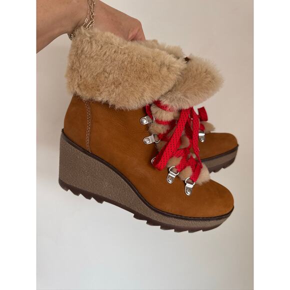 J.Crew Nordic Nubick Leather Wedge Hiking Inspired Boots - 7 - Picture 1 of 7